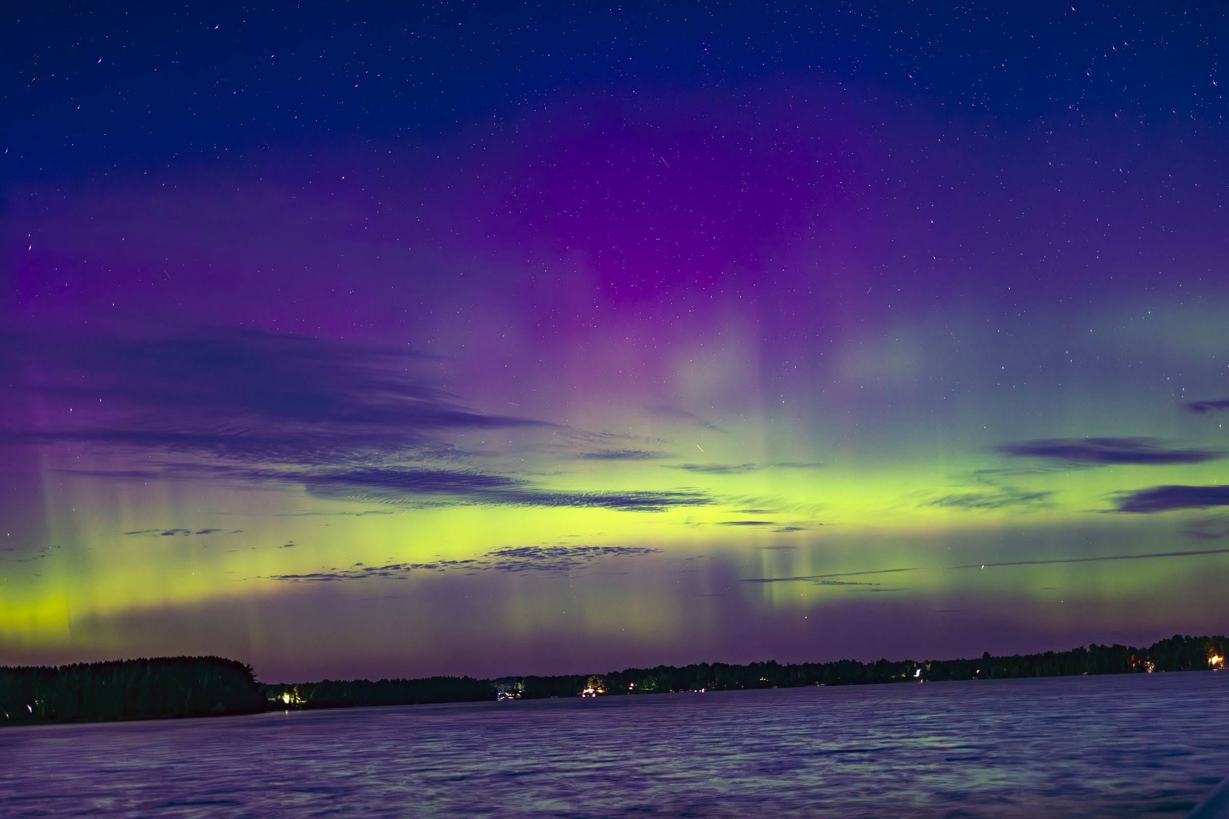 Aurora reflected over a lake